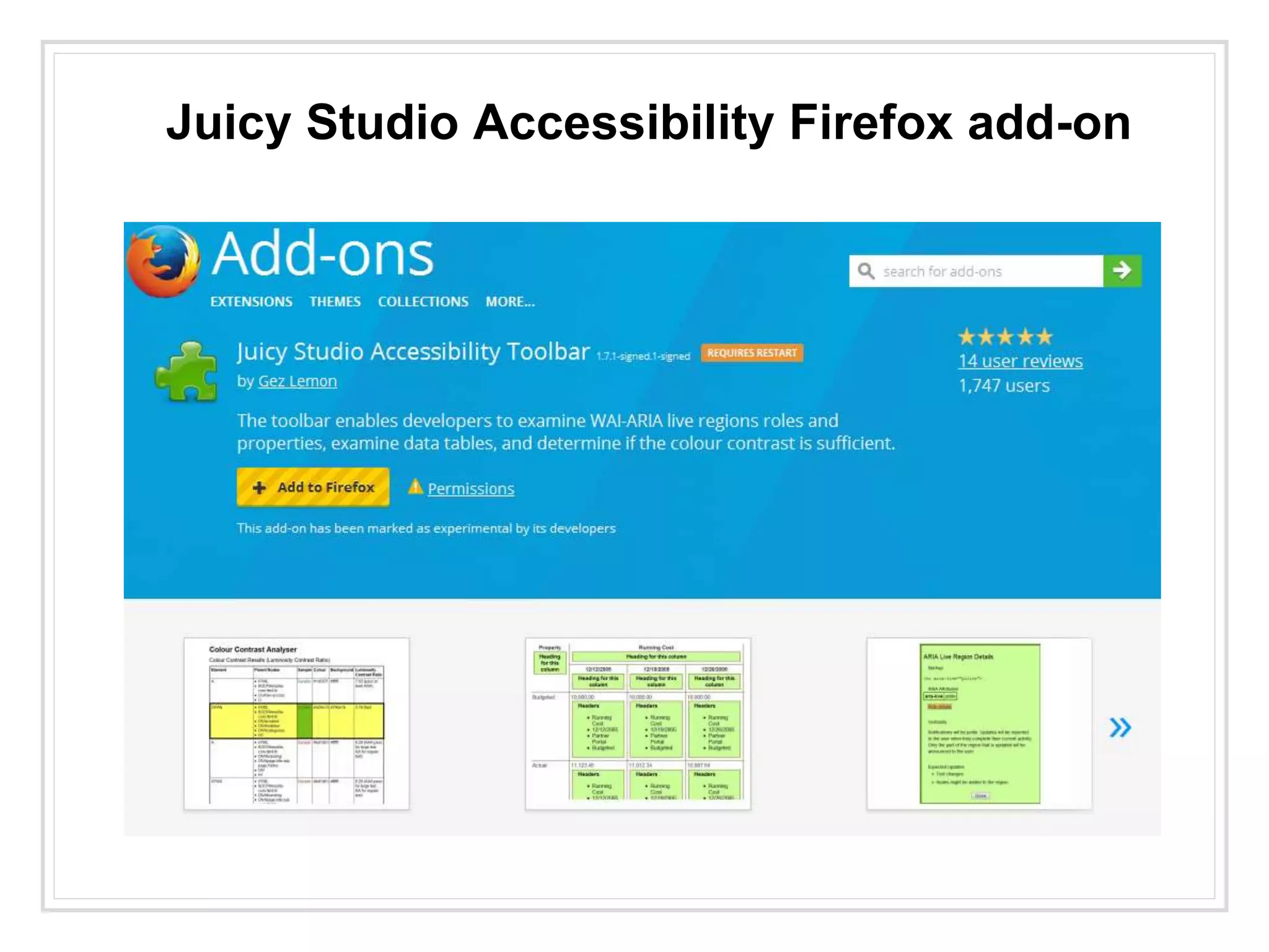 Juicy Studio Accessibility Firefox add-on
 