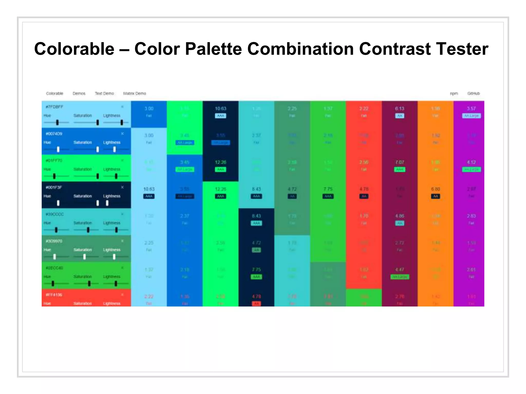 Colorable – Color Palette Combination Contrast Tester
 