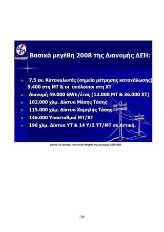 [78]
Εικόνα 25: Βασικά Στατιστικά Μεγέθη της Διανομής ΔΕΗ 2008
 