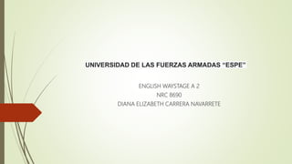 ENGLISH WAYSTAGE A 2
NRC 8690
DIANA ELIZABETH CARRERA NAVARRETE
UNIVERSIDAD DE LAS FUERZAS ARMADAS “ESPE”
 