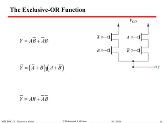  Muhammad A M IslamMTI BIO 313 Electron ic Vision 929/21/2020
The Exclusive-OR Function
Y AB AB 
Y AB AB 
   Y A B A B  g
 