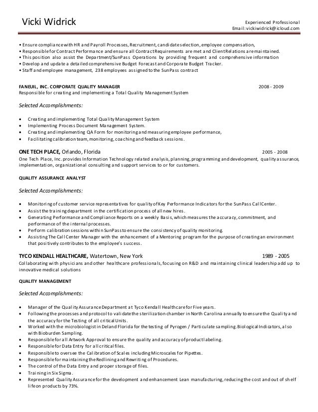 experienced professional resumes