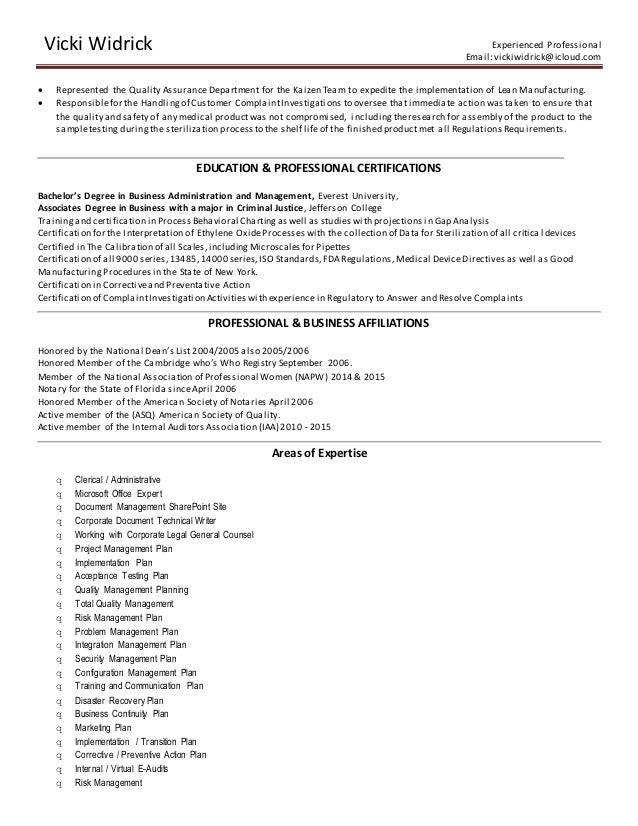 experienced professional resumes