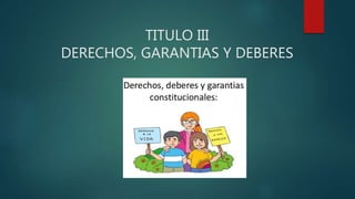 TITULO III
DERECHOS, GARANTIAS Y DEBERES
 