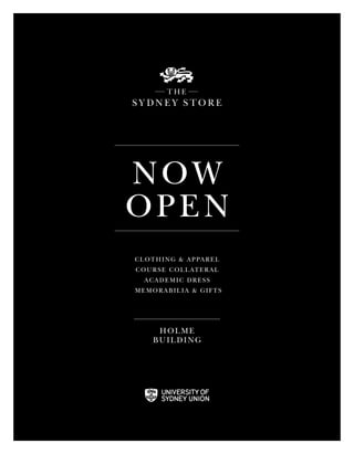 NOW
OPEN
CLOTHING & APPAREL
COURSE COLLATERAL
ACADEMIC DRESS
MEMORABILIA & GIFTS
HOLME
BUILDING
 