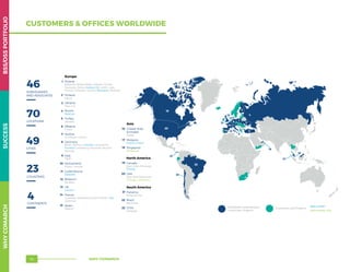 CUSTOMERS  OFFICES WORLDWIDE
6
910
11
12
13
SUBSIDIARIES
AND ASSOCIATES
46
CITIES
49
LOCATIONS
70
COUNTRIES
23
CONTINENTS
4
North America
Canada
Saint John, Montreal,
Toronto
USA
New York, Rosemont,
Chicago, Columbus
Europe
Poland
Bialystok, Bielsko-Biała, Gdansk, Gliwice,
Katowice, Kielce, Krakow HQ, Lublin, Lodz,
Poznan, Rzeszow, Tarnow, Warszawa, Wrocław
Finland
Espoo
Ukraine
Kiev, Lviv
Russia
Moscow
Turkey
Istanbul
Albania
Tirana
Austria
Innsbruck, Vienna
Germany
Berlin, Bremen, Dresden, Düsseldorf,
Frankfurt, Hamburg, Hannover, Munich,
Münster
Italy
Milan
Switzerland
Arbon, Lucerne
Luxembourg
Strassen
Belgium
Brussels
UK
London
France
Grenoble, Montbonnot Saint Martin, Lille,
Lezennes
Spain
Madrid
South America
Panama
Panamá City
Brazil
Sao Paulo
Chile
Santiago
Asia
United Arab
Emirates
Dubai
Malaysia
Kuala Lumpur
Singapore
Singapore
1
2
3
4
5
6
7
8
9
10
11
12
13
14
15
15
14
8 1
4
2
3
5
16
16
17
17
18
18
19
19
20
22
20
21
21
22
23
23
data center
data center only
Worldwide Subsidiaaries,
Customers, Projects
Customers and Projects
COMARCH - WORLDWIDE CUSTOMERS,
PROJECTS, COMPANY, DATA CENTER
WHYCOMARCHBSS/OSSPORTFOLIOSUCCESSWHYCOMARCHBSS/OSSPORTFOLIOSUCCESS
WHY COMARCH70
 