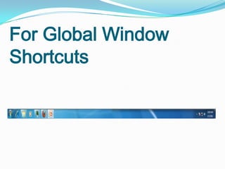 For Global Window
Shortcuts
 
