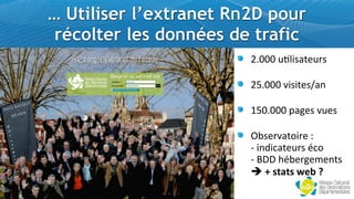 … Utiliser l’extranet Rn2D pour
 récolter les données de trafic
                        !"###$%&'()*+,%-)

                        !."###$/()(+,)0*1

                        2.#"###$3*4,)$/%,)

                        56),-/*+7(-,$8
                        9$(1:(;*+,%-)$<;7
                        9$=>>$?<6,-4,@,1+)
                        !&8&)+#+)&,(-&9
 