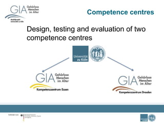 Competence centres
Design, testing and evaluation of two
competence centres
 