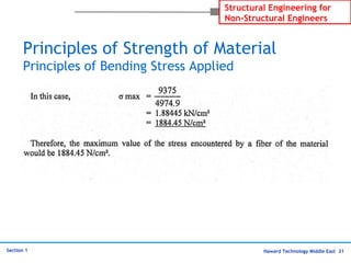 Haward Technology Middle East 31
Structural Engineering for
Non-Structural Engineers
Section 1
Principles of Strength of Material
Principles of Bending Stress Applied
 