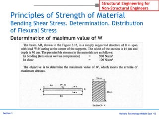 Haward Technology Middle East 42
Structural Engineering for
Non-Structural Engineers
Section 1
Principles of Strength of Material
Bending Shear Stress. Determination. Distribution
of Flexural Stress
Determination of maximum value of W
 