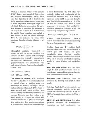 Evaluation of wheat genotypes for drought tolerance | PDF