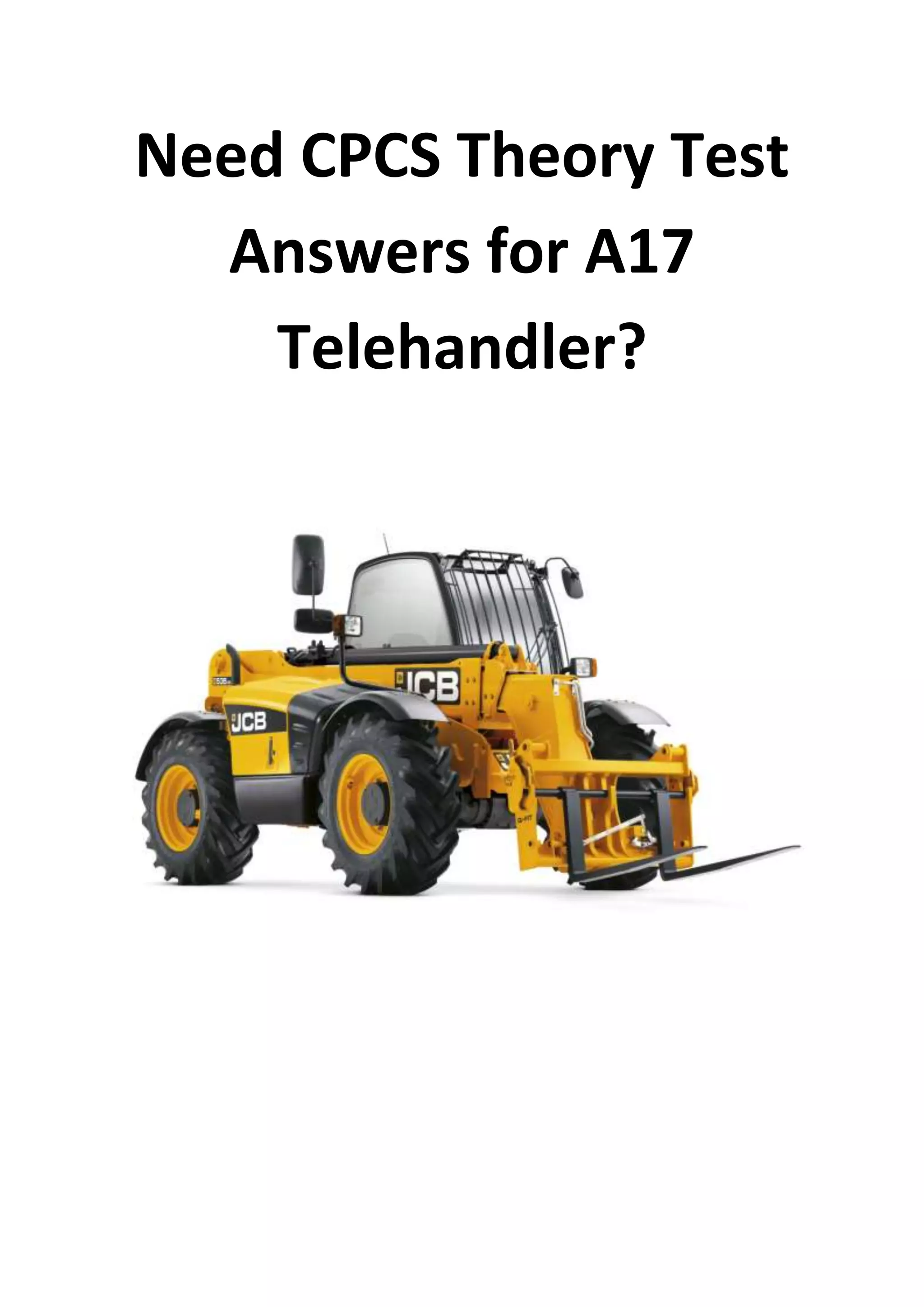 CPCS A17 Telehandler Theory Test Answers PDF CPCS A17 Telehandler Theory Test Answers PDF