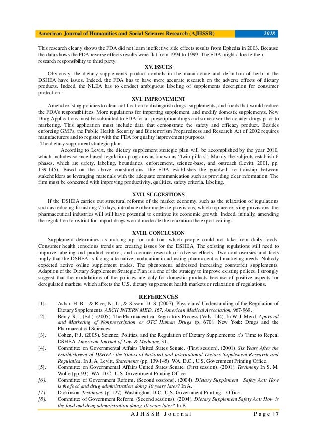 Analyzing the Dietary Supplement Health and Education Act and other r…