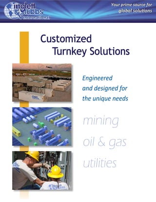 Customized
Turnkey Solutions
Engineered
and designed for
the unique needs
mining
oil & gas
utilities
 