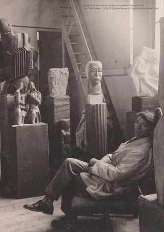 Ossip Zadkine in seinem Atelier mit unserem Exemplar von
Les Trois Grâces, 1926. © Zadkine Research Center, photo by Marc Vaux.
 