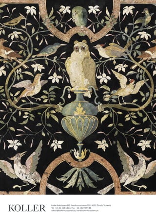 Koller Auktionen AG, Hardturmstrasse 102, 8031 Zürich, Schweiz
Tel +41 44 445 63 63, Fax +41 44 273 19 66 
office@kollerauktionen.ch, www.kollerauktionen.ch
 