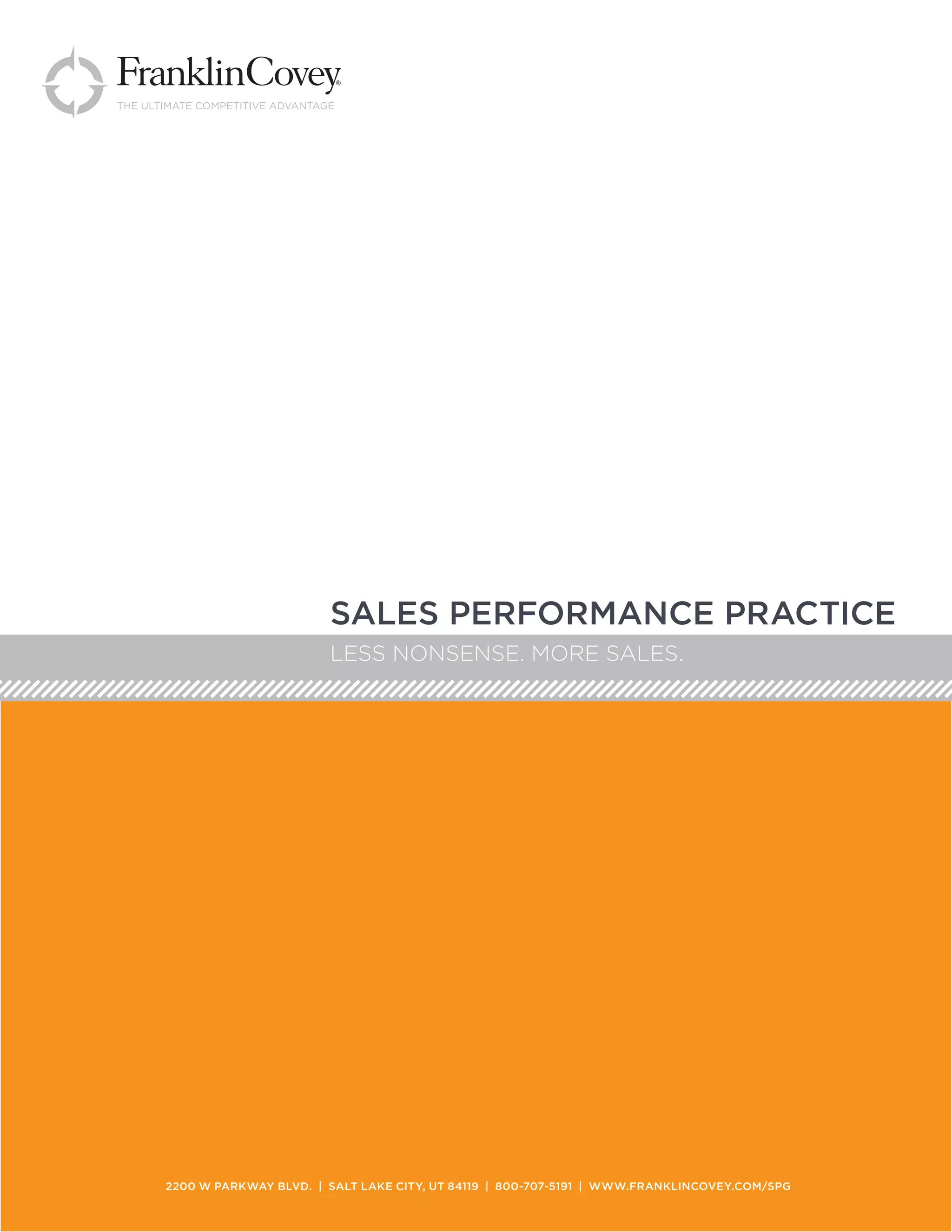FranklinCovey Sales Performance Practice PDF