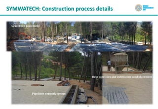 Pipelines network system
Gravel bed placement
Drip pipelines and cultivation sand placement
15
SYMWATECH: Construction process details
 