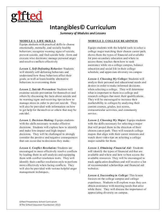 Intangibles Lessons Summaries