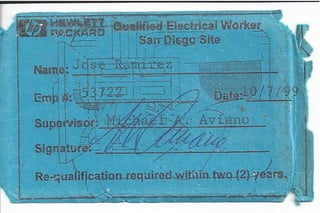 HP Electrician Card