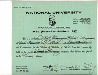 NU certificate 1993