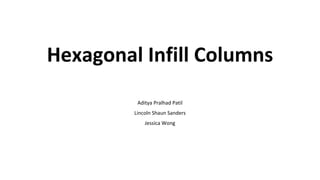 Hexagonal Infill Columns
Aditya Pralhad Patil
Lincoln Shaun Sanders
Jessica Wong
 