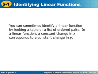 Chapter 5 Identifying Linear Functions | PPT