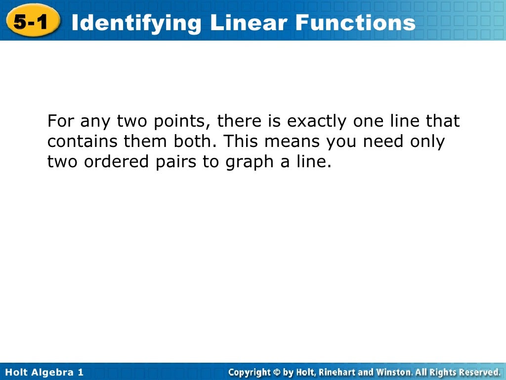Chapter 5 Identifying Linear Functions Chapter 5 identifying linear functions