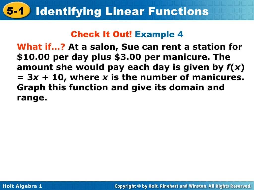 Chapter 5 identifying linear functions