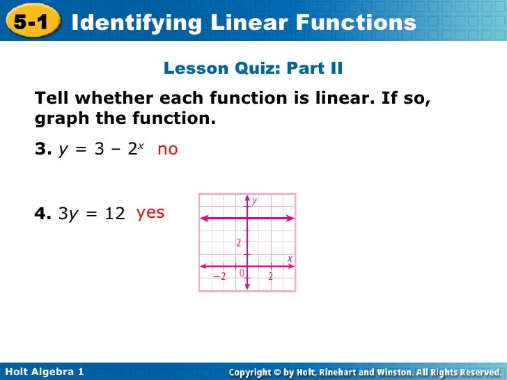 Chapter 5 Identifying Linear Functions