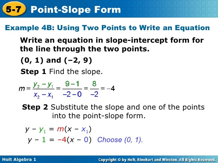 Slope Intercept Form y = mx + b