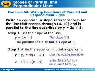Chapter 5 Slopes of Parallel and Perpendicular Lines | PPT