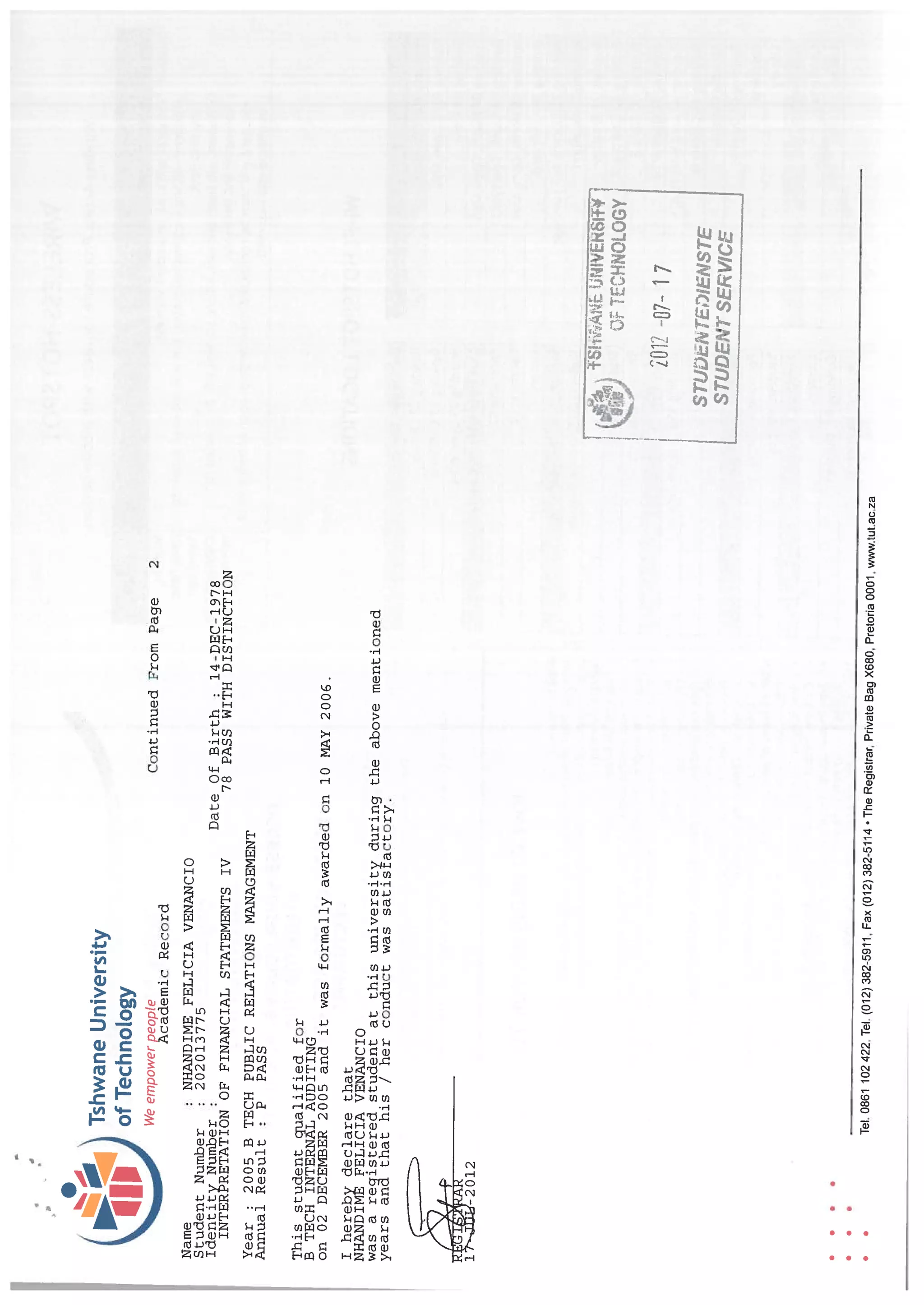 TUT Academic Records