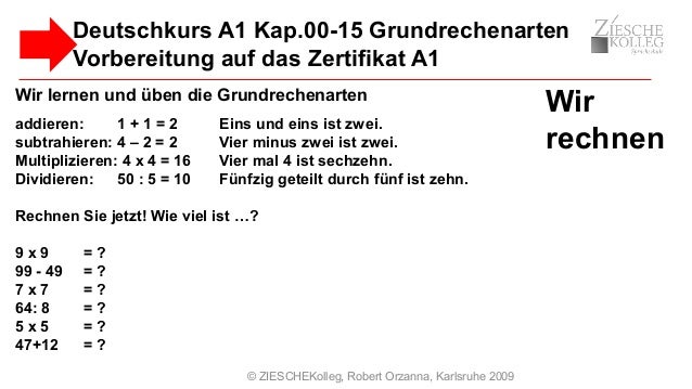 A1 Deutsch Einführung Vorbereitung Auf Das Zertifikat A1