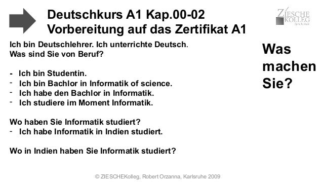 A1 Deutsch Einführung Vorbereitung Auf Das Zertifikat A1