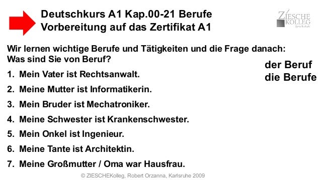A1 Deutsch Einführung Vorbereitung Auf Das Zertifikat A1