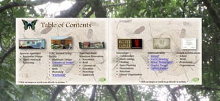 6 7
Table of Contents
Sparrow Apartment
• Residential Design
• Hand Drafting &
Rendering
CCRC Assisted Living
Facility
• Healthcare Design
• Commercial Design*
• AutoCAD
• Revit
• Photoshop
• Wayfinding*
Todd Hall SFASU
Repurpose Renovation
• Renovation
• Revit
• Commercial
• Education
• Photoshop
• Teamwork
* Click on images or words to go directly to sections. *
Internships
• Collaboration
• Multi-tasking
• Drafting
• Space Planning
• Presentations
• Selections
• Library Organization
Additional Skills
• Sewing*
• Jewelry/Beading*
• Period Photography*
• Graphic Design*
• Lighting Design*
Awards & Publications
• School
• Work
• Professional
Organizations
* Click on images or words to go directly to sections. *
 