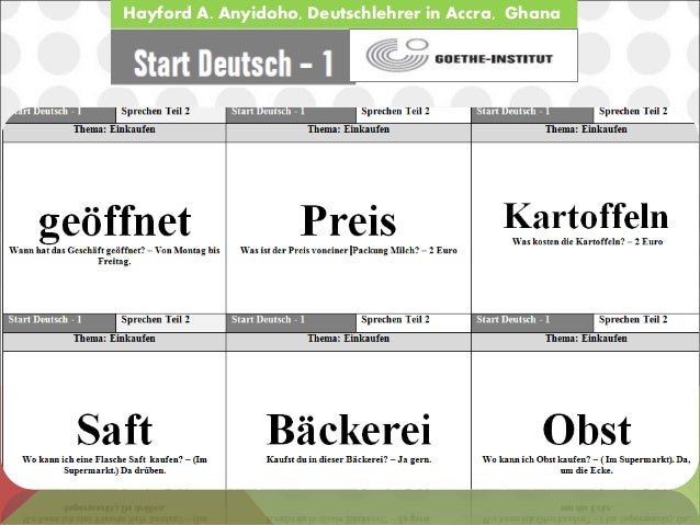 Start Deutsch A1 Exam Sprechen Teil 2