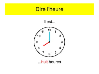 Dire l'heure
Il est...

...huit heures

 
