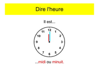 Dire l'heure
Il est...

...midi ou minuit.

 