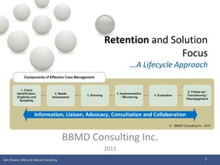 Retention and Solution
                                                                     Focus
                                                            ...A Lifecycle Approach




                                             BBMD Consulting Inc.
                                                     2011
Bell, Browne, Molnar & Delicate Consulting                                        1
 
