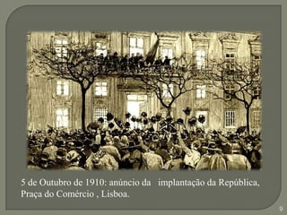 a instabilidade política.O golpe militar levado a cabo em 1926, chefiado pelo Marechal Gomes da Costa, instaurou uma Ditadura Militar, que depois dará origem ao Estado Novo (1932-1974). 7O fim da 1ª República