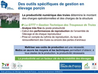 Etats généraux de l’élevage en Hauts-de-France – Journée de lancement 10/06/2016 7
• La productivité numérique des truies ...