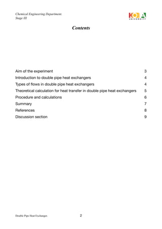 double pip heat exchanger lab | PDF