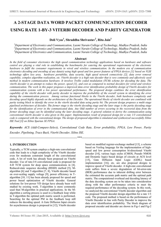 A 2 stage data word packet communication decoder using rate 1-by-3 ...