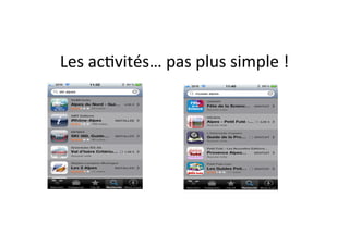 Les	
  ac)vités…	
  pas	
  plus	
  simple	
  !
                                             	
  
 
