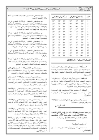 04 œ
œ
œ
œb
b
b
bF
F
F
F


«
«
«
« Ø
Ø
Ø
Ø W
W
W
WÒÒÒÒ¹
¹
¹
¹d
d
d
dz
z
z
z«
«
«
«e
e
e
e−
−
−
−


«
«
«
« W
W
W
WÒÒÒÒ¹
¹
¹
¹—
—
—
—u
u
u
uN
N
N
NL
L
L
L−
−
−
−K
K
K
K


 W
W
W
WÒÒÒÒO
O
O
OL
L
L
LÝ
Ý
Ý
ÝÒÒÒÒd
d
d
d


«
«
«
« …
…
…
…b
b
b
b¹
¹
¹
¹d
d
d
d−
−
−
−


«
«
«
«
9
‡‡
‡
‡¼
¼
¼
¼ 1425 Â
Â
Â
ÂU
U
U
UŽ
Ž
Ž
Ž …
…
…
…b
b
b
bF
F
F
FI
I
I
I


«
«
«
« Ë
Ë
Ë
Ë–
–
–
– 28
Â
Â
Â
Â 2005 W
W
W
WM
M
M
MÝ
Ý
Ý
Ý d
d
d
d¹
¹
¹
¹U
U
U
UM
M
M
M¹
¹
¹
¹ 9
4≠85 ÊUðœU?????L« U?????L????O????Ýô ¨—u?????²????Ýb« v?KŽ ¡U?MÐ Ë ≠
¨tM/ ©2 …dIH«® 125Ë
10 wM Œ—R??L« 02≠90 r_— Êu?½U??I« v?C??²???I???LÐ Ë ≠
oKF??²??L«Ë 1990 WMÝ d?¹«d?³??M 6 oM«u?L« 1410 ÂU?Ž Vł—
U?N?²¹u?ð Ë qL?F« wM W?O?ŽU?L?−« U?Ž«e?M« s/ W¹U?_uUÐ
¨rL²L« Ë ‰bFL« ¨»«d{ù« oŠ WÝ—UL/ Ë
10 wM Œ—R??L« 03≠90 r_— Êu?½U??I« v?C??²???I???LÐ Ë ≠
oKF??²??L«Ë 1990 WMÝ d?¹«d?³??M 6 oM«u?L« 1410 ÂU?Ž Vł—
¨rL²L« Ë ‰bFL« ¨qLF« WOA²HLÐ
10 wM Œ—R??L« 04≠90 r_— Êu½U??I« vC??²??I??LÐ Ë ≠
oKF??²??L«Ë 1990 WMÝ d?¹«d?³??M 6 oM«u?L« 1410 ÂU?Ž Vł—
¨rL²L« Ë ‰bFL« ¨qLF« wM W¹œdH« UŽ«eM« W¹u²Ð
12 wM Œ—R??L« 09≠90 r_— Êu?½U??I« v?C??²???I???LÐ Ë ≠
oKF?²L«Ë 1990 WMÝ q¹dÐ√ 7 oM«u?L« 1410 ÂUŽ ÊU?C/—
¨W¹ôuUÐ
26 wM Œ—R??L« 11≠90 r_— Êu?½U??I« v?C??²???I???LÐ Ë ≠
1990 W?M??Ý q?¹d?Ð√ 21 o?M«u?????????????L?« 1410 ÂU????????????Ž ÊU????????????C????????????/—
¨rL²L« Ë ‰bFL« ¨ qLF« U_öFÐ oKF²L«Ë
Í– 9 wM Œ—R?????L« 14≠90 Êu½U?????I« v?C????²????I?????LÐ Ë ≠
oKF?²L«Ë 1990 WMÝ u?O½u¹ 2 oM«u?L« 1410 ÂU?Ž …bF?I«
¨rL²L« Ë ‰bFL« ¨wÐUIM« o×« WÝ—UL/ UOHOJÐ
wM Œ—R????L« 59≠85 r_— Âu???Ýd???L?« vC???²???I???LÐ Ë ≠
1985 W?M?Ý ”—U???????????/ 23 o?M«u???????????L?« 1405 ÂU????????????Ž V?ł— ‰Ë√
‰U??????L??????F? wł–u??????L?M?« wÝU??????Ý_« Êu?½U??????I?« sL??????C??????²??????L?«Ë
¨WO/uLF« «—«œù« Ë UÝRL«
240≠99 r?_— wÝU?zd« Âu?????Ýd?????L?« vC?????²?????I?????L?Ð Ë ≠
d‡?Ðu????²????C√ 27 o‡?‡M«u????L« 1420 ÂU‡?‡Ž Vł— 17 wM Œ—R?????L«
W?O?½b?L« nzU?þu« wM sO?O??F?²U?Ð oKF?²??L«Ë 1999 W‡‡MÝ
¨WËbK W¹dJF«Ë
136≠04 r?_— wÝU?zd« Âu?????Ýd?????L?« vC?????²?????I?????L?Ð Ë ≠
WM?Ý q¹dÐ√ 19 oM«u????L« 1425 ÂU???Ž d??H??? 29 wM Œ—R????L«
¨W/uJ×« fOz— sOOFð sLC²L«Ë 2004
138≠04 r?_— wÝU?zd« Âu?????Ýd?????L?« vC?????²?????I?????L?Ð Ë ≠
q?¹dÐ√ 26 o‡?M«u????L« 1425 ÂU???Ž ‰Ë_« l?OÐ— 6 wM Œ—R????L«
¨W/uJ×« ¡UCŽ√ sOOFð sLC²L«Ë 2004 WMÝ
99≠90 r_— Íc?????O????HM?²« Âu????Ýd????L?« vC????²????I?????LÐ Ë ≠
”—U??/ 27 o‡M«u??L« 1410 ÂU??Ž ÊU??C??/— ‰Ë√ w?M Œ—R??L«
Í—«œù« d?OO?²«Ë sO?OF?²« WDKÐ oKF²?L«Ë 1990 WMÝ
W?¹e????????Cd????????L?« …—«œù« Ê«u?????????Ž√ Ë sO?????????H?þu????????L?K? W????????³?‡?M?U?Ð
«– W?????O?????/u?????L?????F?« U??????????ÝR?????L«Ë U?¹bK?³«Ë U?¹ôu«Ë
¨Í—«œù« lÐUD«
r
r
r
rL
L
L
LI
I
I
I


«
«
«
«
w
w
w
w


U
U
U
UL
L
L
LÒÒÒÒA
A
A
A


«
«
«
« ÷
÷
÷
÷d
d
d
dF
F
F
F


«
«
«
« ÒÒÒÒj
j
j
jš
š
š
š w
w
w
w_
_
_
_d
d
d
dÒÒÒÒA
A
A
A


«
«
«
« ‰
‰
‰
‰u
u
u
uD
D
D
D


«
«
«
« ÒÒÒÒj
j
j
jš
š
š
š
31° 00' 00
31° 00' 00
30° 50' 00
30° 50' 00
30° 20' 00
30° 20' 00
30° 42' 00
30° 42' 00
30° 50' 00
30° 50' 00
30° 53' 00
30° 53' 00
30° 55' 00
30° 55' 00
05° 52' 00
06° 00' 00
06° 00' 00
05° 55' 00
05° 55' 00
05° 25' 00
05° 25' 00
05° 34' 00
05° 34' 00
05° 41' 00
05° 41' 00
05° 43' 00
05° 43' 00
05° 52' 00
1
2
3
4
5
6
7
8
9
10
11
12
13
14
2r
r
r
rK
K
K
KC
C
C
C 2833,36 ∫
∫
∫
∫ W
W
W
WO
O
O
O


U
U
U
UL
L
L
Lł
ł
ł
łù
ù
ù
ù«
«
«
« W
W
W
WŠ
Š
Š
ŠU
U
U
U


L
L
L
L


«
«
«
«
W??????????ÒO?M?Þu?« W??????????Cd???????????A?« v?K?Ž s?ÒO??????????F??????????²?¹ ∫
∫
∫
∫ 3 …
…
…
…ÒÒÒÒœ
œ
œ
œU
U
U
U????????????????????????????????????????L
L
L
L????


«
«
«
«
W????B????š— W????O?????Šö???? …Òb????/ ‰ö????š ¨ e????−?Mð Ê√ ¢„«dÞU?½u????Ý¢
«c¼ q?QÐ o×?KL?« ‰U???G????ýú v?½œ_« Z/U½d????³?« ¨Y×????³«
ÆÂuÝdL«
¢„«dÞU?½u???Ý ¢ W????ÒOM?Þu« W????Cd????ÒA« `M?Lð ∫
∫
∫
∫ 4 …
…
…
…ÒÒÒÒœ
œ
œ
œU
U
U
U????????????????L
L
L
L


«
«
«
«
a¹—Uð s/ ¡«b?²Ð« «uMÝ ©3® ÀöŁ …Òb?L Y×?³« W?B?š—
W¹—u??N?L?−K? W?O?L??ÝÒd« …b¹d?−« w?M Âu?Ýd?L« «c?¼ d?A½
ÆWO³FÒA« WOÞ«dIL¹b« W¹dz«e−«
…b?¹d??????−« w?M Âu??????Ýd??????L?« «c‡?¼ d??????AM?¹ ∫
∫
∫
∫ 5 …
…
…
…ÒÒÒÒœ
œ
œ
œU
U
U
U????????????????????L
L
L
L????


«
«
«
«
W?????ÒOÞ«d?????I?????L?¹Òb« W?‡Ò¹d?z«e?????−« W?‡Ò¹—u?????N?????L?????−K? W?????ÒO?????L?????ÝÒd«
ÆWÒO³FÒA«
1425 ÂU?‡?Ž …b??????????F??????????I?« Í– 25 w?‡?M d?z«e??????????−?U?Ð —Òd??????????Š
Æ2005 WMÝ d¹UM¹ 6 o‡M«uL«
v
v
v
vO
O
O
O×
×
×
×¹
¹
¹
¹Ë
Ë
Ë
Ë√
√
√
√ b
b
b
bL
L
L
LŠ
Š
Š
Š√
√
√
√
‡‡
‡
‡‡‡
‡
‡‡‡
‡
‡‡‡
‡
‡‡‡
‡
‡‡‡
‡
‡‡‡
‡
‡‡‡
‡
‡‡‡
‡
‡‡‡
‡
‡‡‡
‡
‡‡‡
‡
‡‡‡
‡
‡‡‡
‡
‡‡‡
‡
‡‡‡
‡
‡‡‡
‡
‡‡‡
‡
‡‡‡
‡
‡‡‡
‡
‡‡‡
‡
‡‡‡
‡
‡‡‡
‡
‡‡‡
‡
‡‡‡
‡
‡‡‡
‡
‡‡‡
‡
‡‡‡
‡
‡★‡‡
‡
‡‡‡
‡
‡‡‡
‡
‡‡‡
‡
‡‡‡
‡
‡‡‡
‡
‡‡‡
‡
‡‡‡
‡
‡‡‡
‡
‡‡‡
‡
‡‡‡
‡
‡‡‡
‡
‡‡‡
‡
‡‡‡
‡
‡‡‡
‡
‡‡‡
‡
‡‡‡
‡
‡‡‡
‡
‡‡‡
‡
‡‡‡
‡
‡‡‡
‡
‡‡‡
‡
‡‡‡
‡
‡‡‡
‡
‡‡‡
‡
‡‡‡
‡
‡‡‡
‡
‡‡‡
‡
‡
…
…
…
…b
b
b
b????????F
F
F
F????????????I
I
I
I


«
«
«
« Í
Í
Í
Í–
–
–
– 25w
w
w
w‡‡
‡
‡M
M
M
M Œ
Œ
Œ
Œ—
—
—
—R
R
R
R????????/
/
/
/ 05 ≠
≠
≠
≠ 05 r
r
r
r_
_
_
_—
—
—
— Í
Í
Í
Íc
c
c
c????????????O
O
O
O????????H
H
H
H????M
M
M
Mð
ð
ð
ð Â
Â
Â
Âu
u
u
u????????Ý
Ý
Ý
Ýd
d
d
d????????????/
/
/
/
s
s
s
s‡‡
‡
‡????L
L
L
L????????????C
C
C
C????????????????²
²
²
²¹
¹
¹
¹ ¨
¨
¨
¨2005 W
W
W
WM
M
M
MÝ
Ý
Ý
Ý d
d
d
d????¹
¹
¹
¹U
U
U
UM
M
M
M¹
¹
¹
¹ 6 o
o
o
o‡‡
‡
‡????M
M
M
M«
«
«
«u
u
u
u????????????L
L
L
L


«
«
«
« 1425 Â
Â
Â
ÂU
U
U
U????‡‡
‡
‡Ž
Ž
Ž
Ž
Æ
Æ
Æ
Æ U
U
U
U‡‡
‡
‡¼
¼
¼
¼d
d
d
dO
O
O
OÝ
Ý
Ý
Ý Ë
Ë
Ë
Ë q
q
q
qL
L
L
LF
F
F
FK
K
K
K


 W
W
W
W/
/
/
/U
U
U
U‡‡
‡
‡F
F
F
F


«
«
«
« W
W
W
WO
O
O
OA
A
A
A²
²
²
²H
H
H
HL
L
L
L


«
«
«
« r
r
r
rO
O
O
O‡‡
‡
‡E
E
E
EM
M
M
Mð
ð
ð
ð
‡‡
‡
‡‡‡
‡
‡‡‡
‡
‡‡‡
‡
‡‡‡
‡
‡‡‡
‡
‡‡‡
‡
‡‡‡
‡
‡‡‡
‡
‡‡‡
‡
‡‡‡
‡
‡‡‡
‡
‡‡‡
‡
‡‡‡
‡
‡‡‡
‡
‡‡‡
‡
‡‡‡
‡
‡‡‡
‡
‡‡‡
‡
‡‡‡
‡
‡‡‡
‡
‡‡‡
‡
‡‡‡
‡
‡
¨W/uJ×‡« f‡Oz— Ê≈
ÊU????????????L????????????C??«Ë q?L????????????F?« d?¹“Ë d??¹d????????????I?ð v?K??Ž ¡U?M?Ð ≠
¨wŽUL²łô«
 