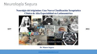 www.neurologiasegura.net
Neuralgia del trigémino: Una Nueva Clasificación Terapéutica
Clínica de Alta Especialidad en Latinoamérica
1677 2015
Dr. Mauro Segura
 