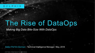 © 2017 Delphix. All Rights Reserved. Private and Confidential.© 2017 Delphix. All Rights Reserved. Private and Confidential.
Kellyn Pot’Vin-Gorman | Technical Intelligence Manager| May, 2018
The Rise of DataOps
Making Big Data Bite-Size With DataOps
 